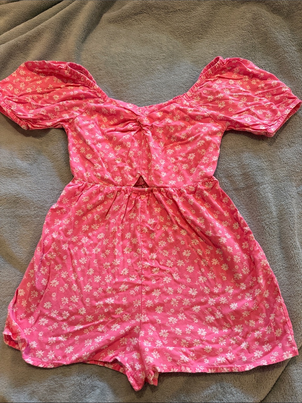 NEXT Pink Floral Puff-Sleeve Dress Romper with Front Twist